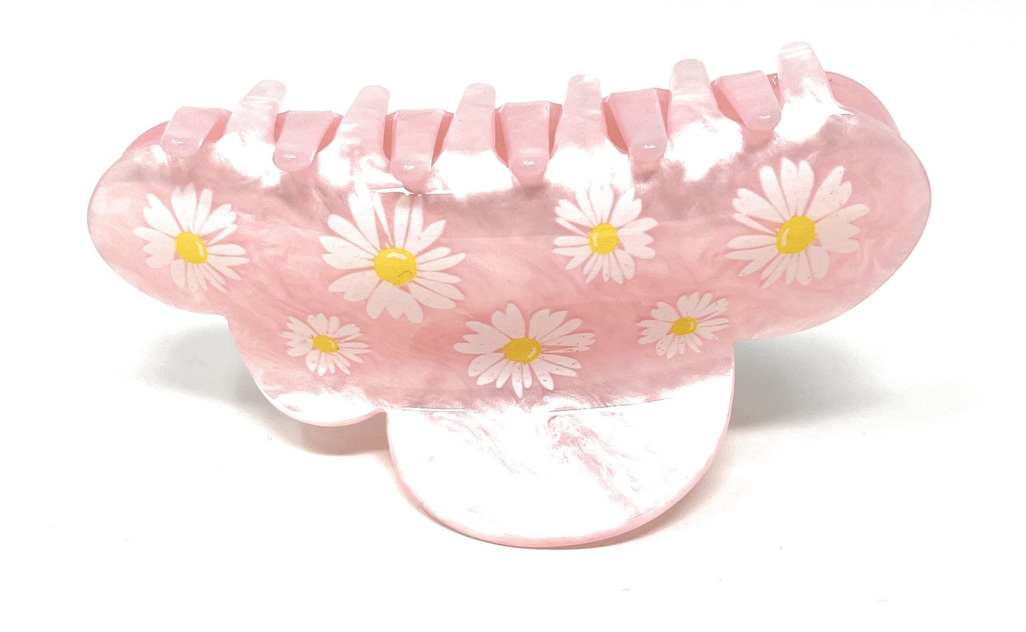 Super Chic Durable Claw Clips for Thin Medium Hair Hold - Styling Non Slip Updo - Accessories for Girls Women - Perfect for Curly or Straight (Pink Daisy)