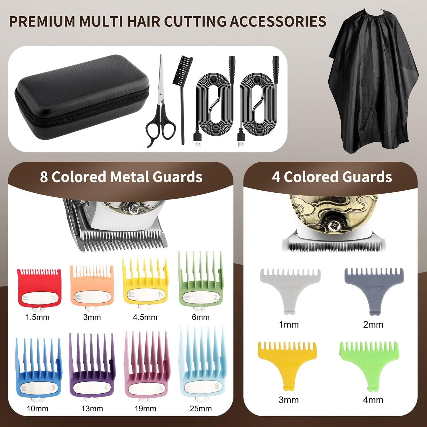 Suttik Professional Hair Clippers for Men Beard Trimmer Electric Shavers Set with Case, Cordless Barber Clippers for Hair Cutting Grooming Kit, Rechargeable, LCD Display