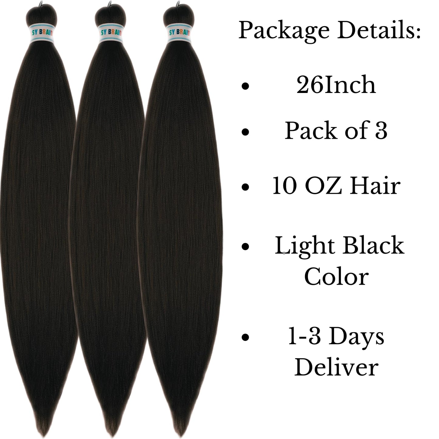 Leticia Light Black Braiding Hair Pre Stretched Kanekalo Braiding Hair Pre stretched