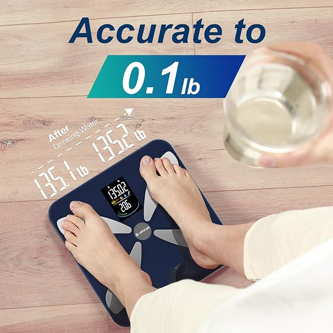 Smart Scale for Body Weight and Fat - Weight Scale with Large Display, LEPULSE Body Fat Scale with BMI Body Fat Muscle Mass Body Composition Monitors, Bathroom Scale