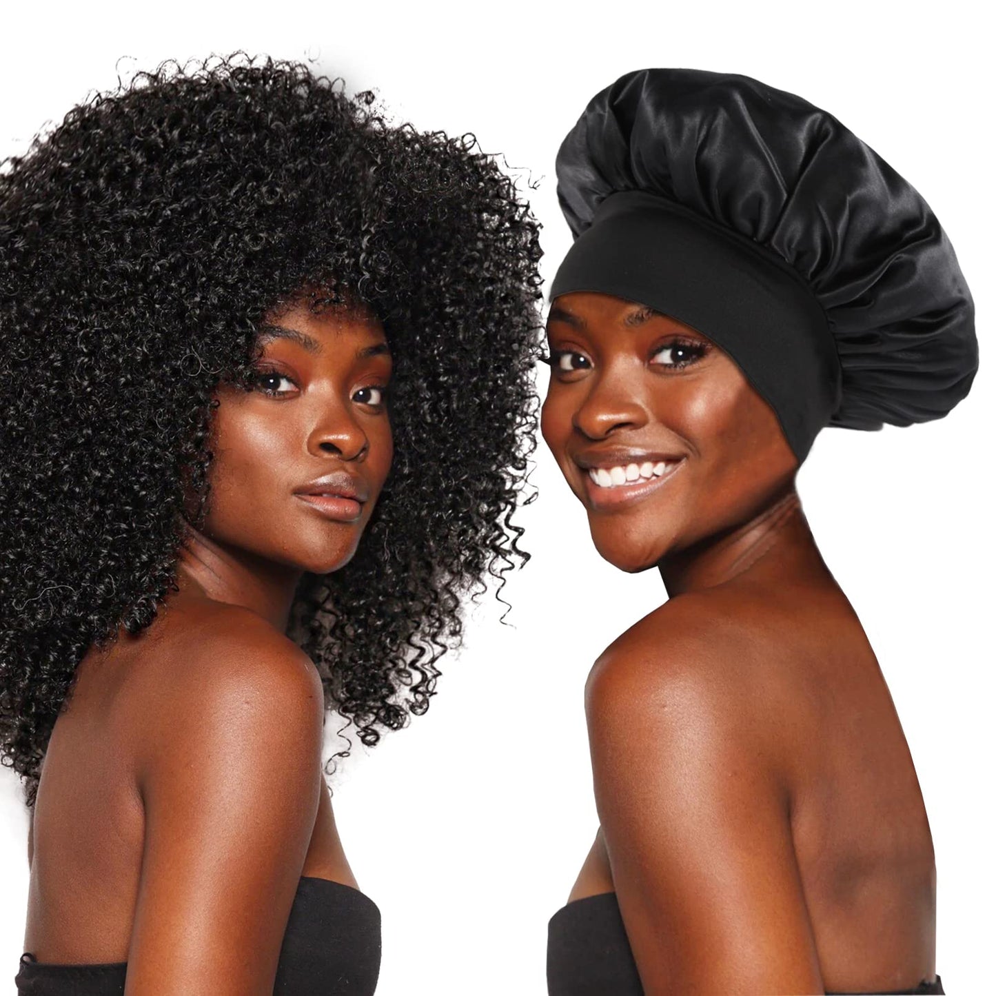 KEPUWAY 10 Pcs Bonnet for Sleeping, Superior Silky Satin Bonnet Hair with Elastic Wide Band for Women(Designed for Black Fans)