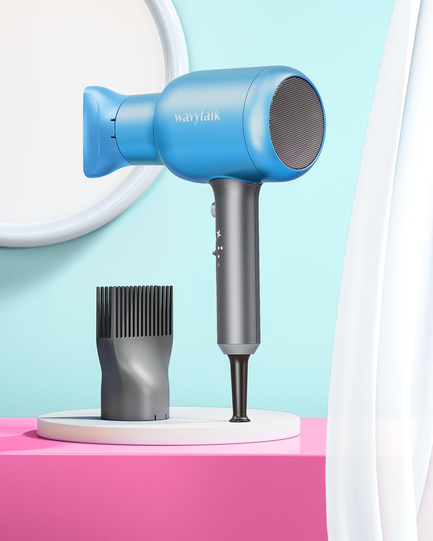 Wavytalk Professional Hair Dryer Blow Dryer with Diffuser and Concentrator for Curly Hair 1875W Ionic Salon Hair Dryer and 1.7 Inch Wide Titanium Flat Iron