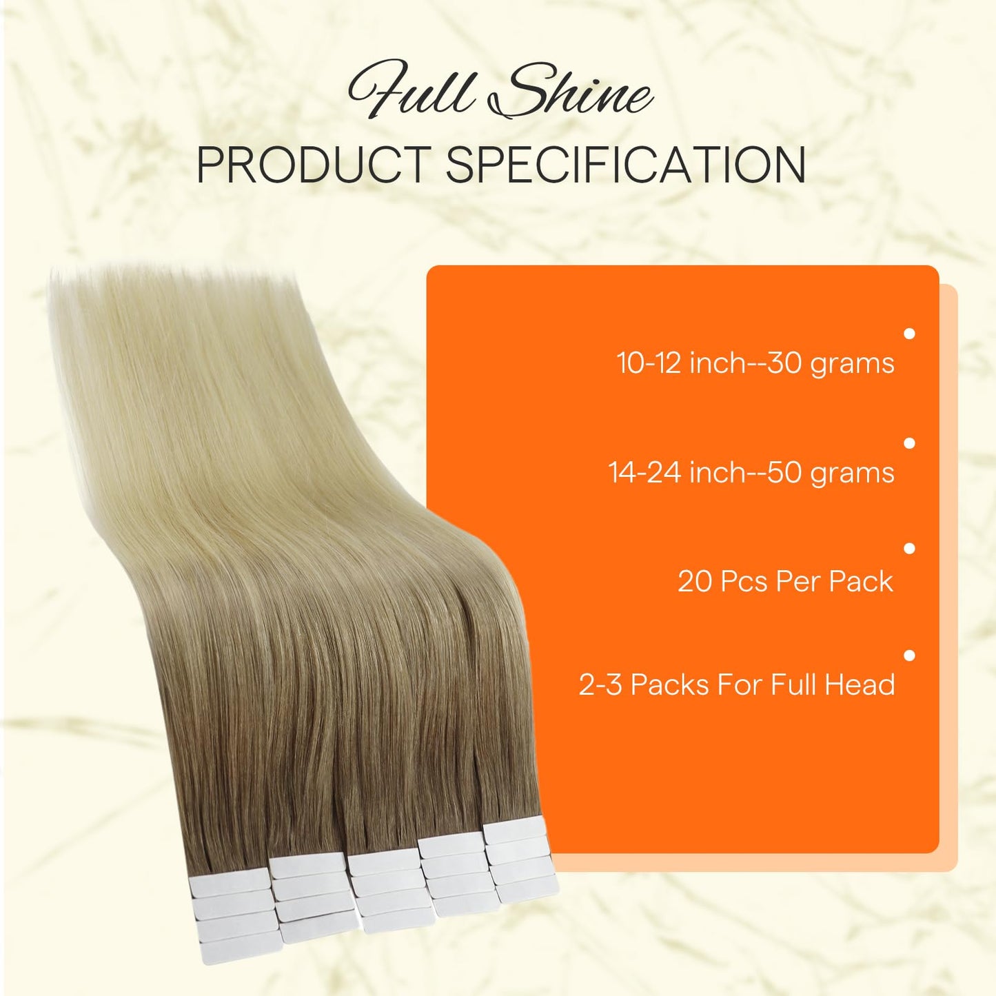 Full Shine Invisible Tape in Hair Extensions Human Hair Color 3 and 8 Brown Fading to 613 Bleach Blonde Balayage 20PCS 30grams Hair Extensions Real Human Hair Tape in 12 Inch Natural Hair Extensions