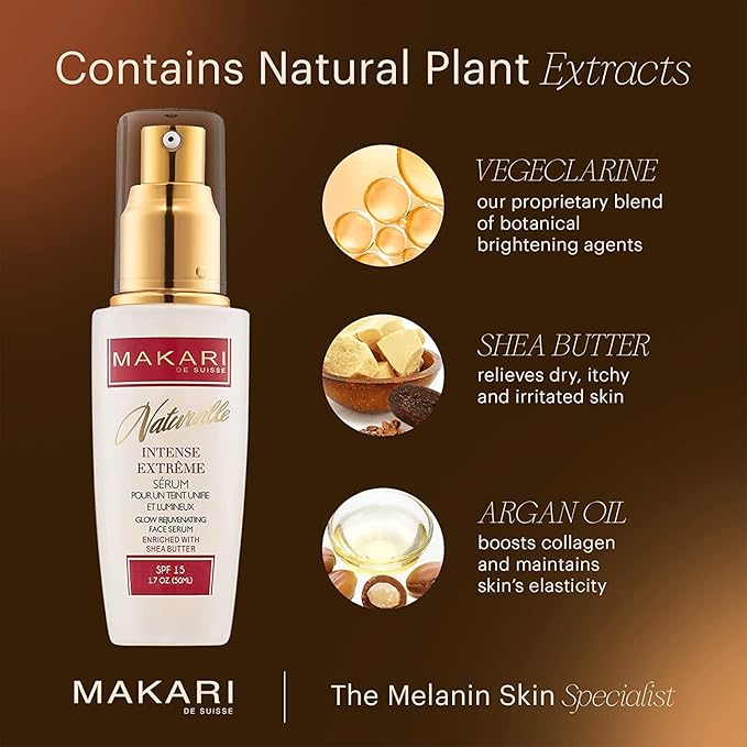 Makari Intense Extreme Toning Spot Treatment Serum SPF15 (1.7 oz) | Skin-Rejuvenating Serum with Shea Butter for Dry to Normal Skin Types | Helps Fade Blemishes, Soothe Wrinkles, and Brighten Skin