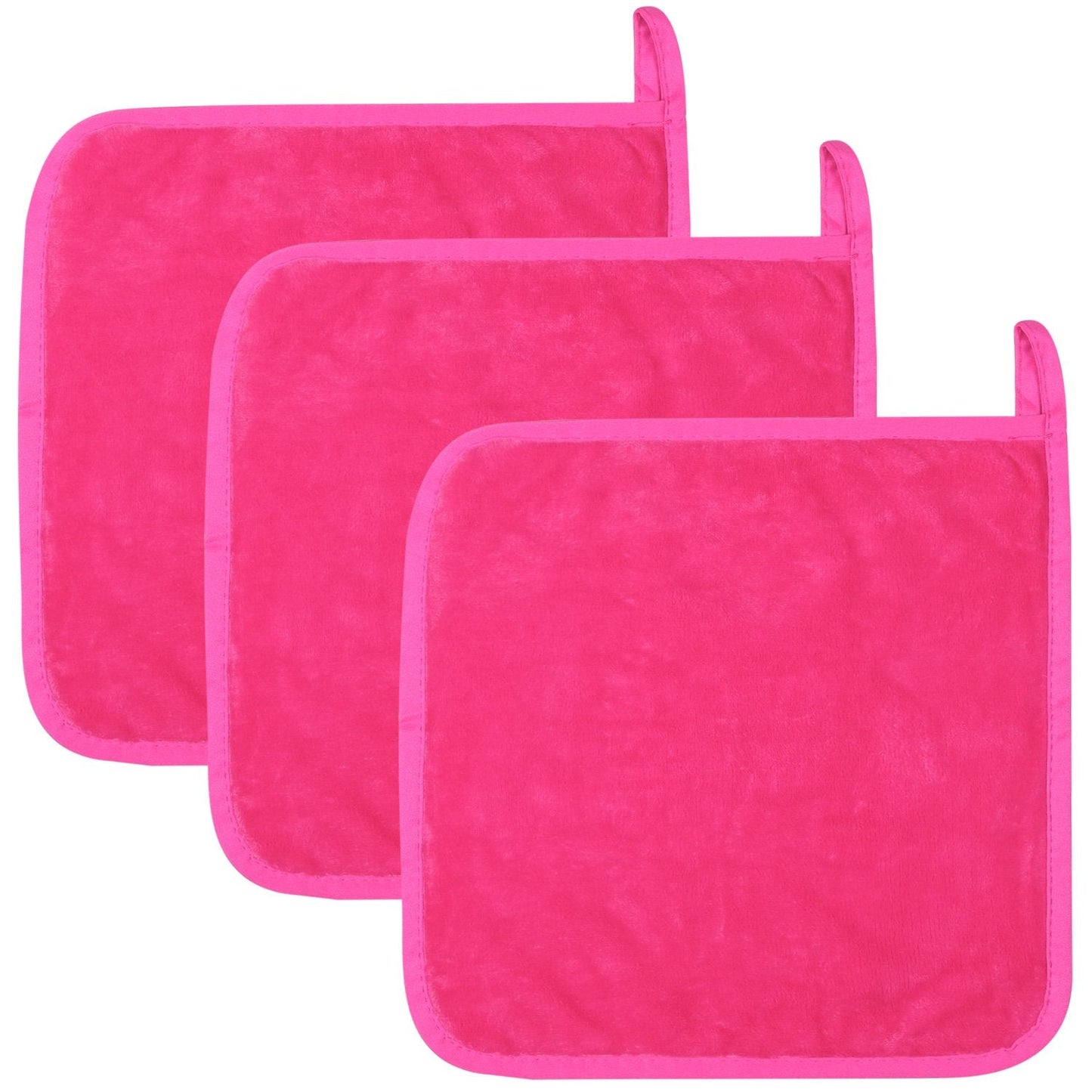 Lifaith Microfiber Makeup Removal Cloths Ultra Soft Facial Cloths, Pack Of 3, 12 x 12-Inch, Dark Pink
