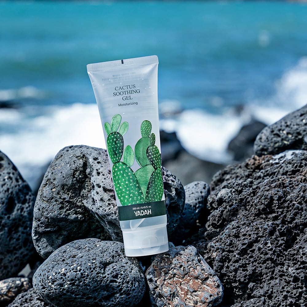 YADAH Cactus Soothing Gel (8.45fl oz) - Sunburn Relief, Calm, Cool & Soothe Irritated Skin, Face Redness. Korean Skin Care. 95% Cactus Extract, Vegan.