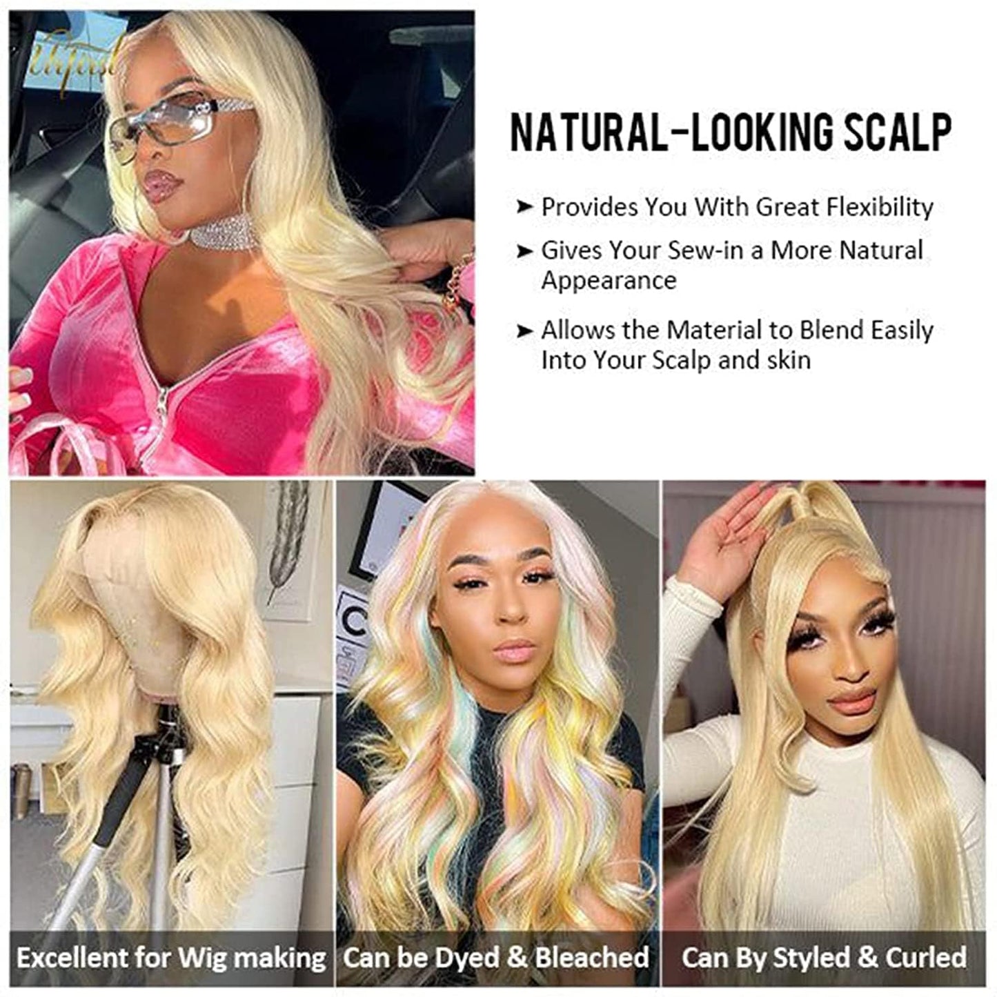 HOTLOVE 613 Lace Front Wig Human Hair, 13x6 Transparent Lace 613 HD Lace Frontal Wig For Women 200% Body Wave Blonde Lace Front Wigs Human Hair Pre Plucked With Baby Hair 20inch