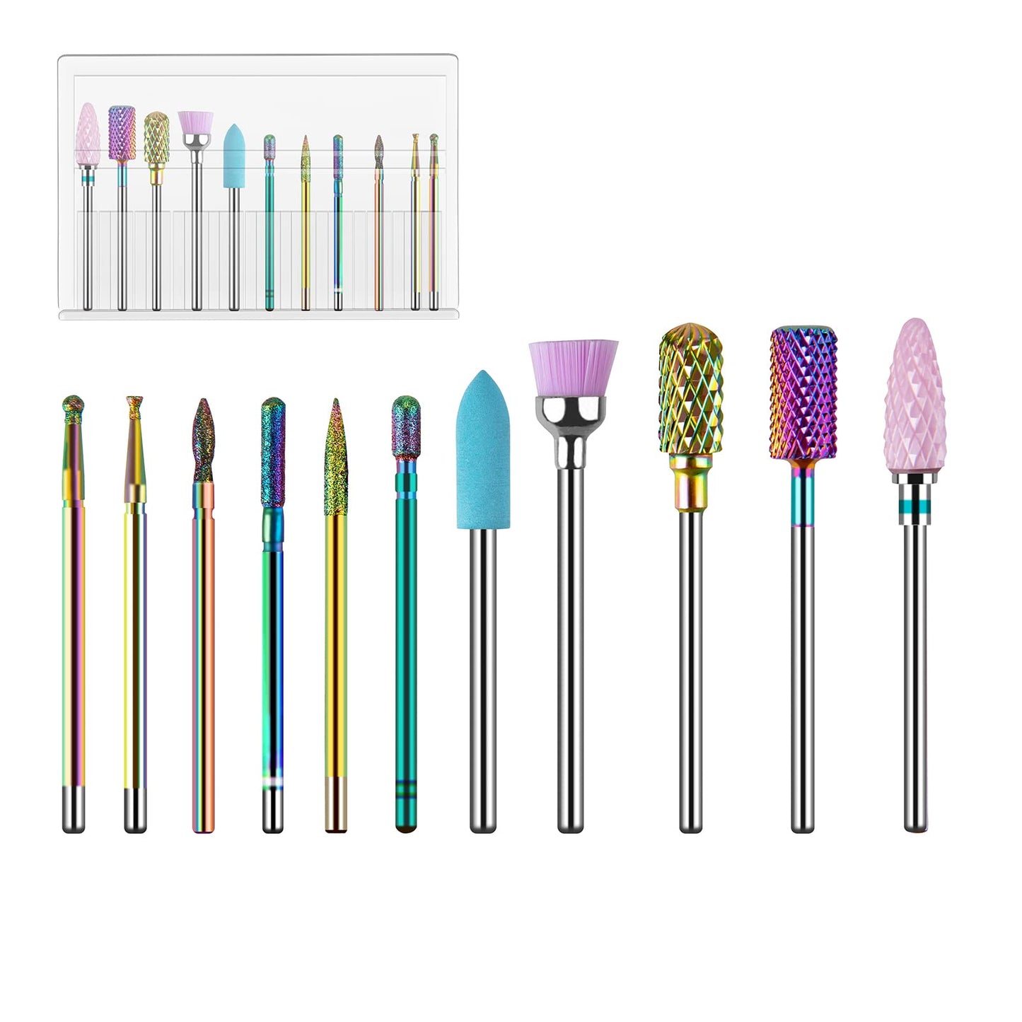 Madenia Professional Nail Drill Machine for Acrylic Nails and 11pcs Tungsten Carbide Nail Drill Bits, Gray