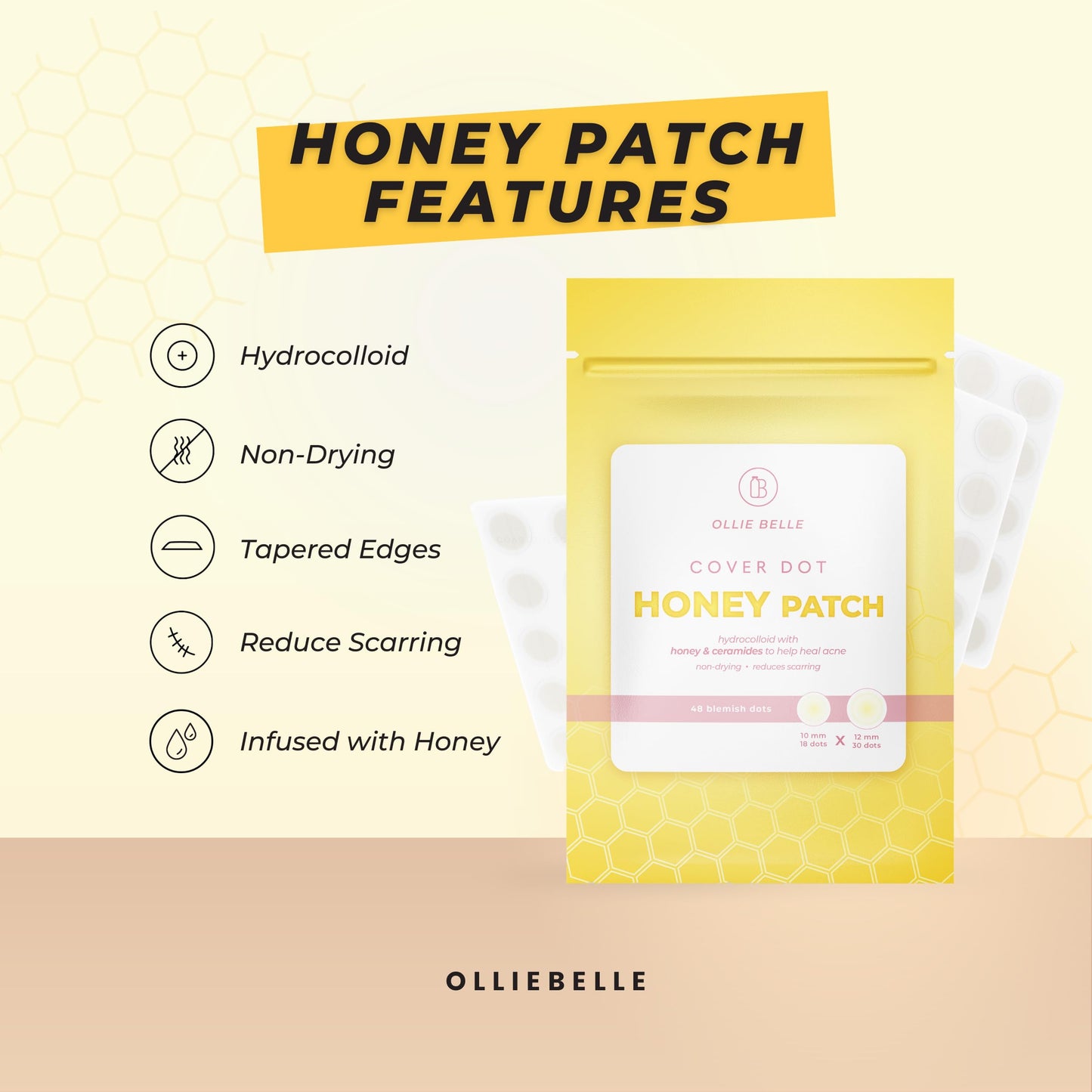 Cover Dot Ollie Belle Hydrocolloid Acne Patches with Honey Invisible Pimple Stickers Blemish Treatment (192 dots) Made in Korea