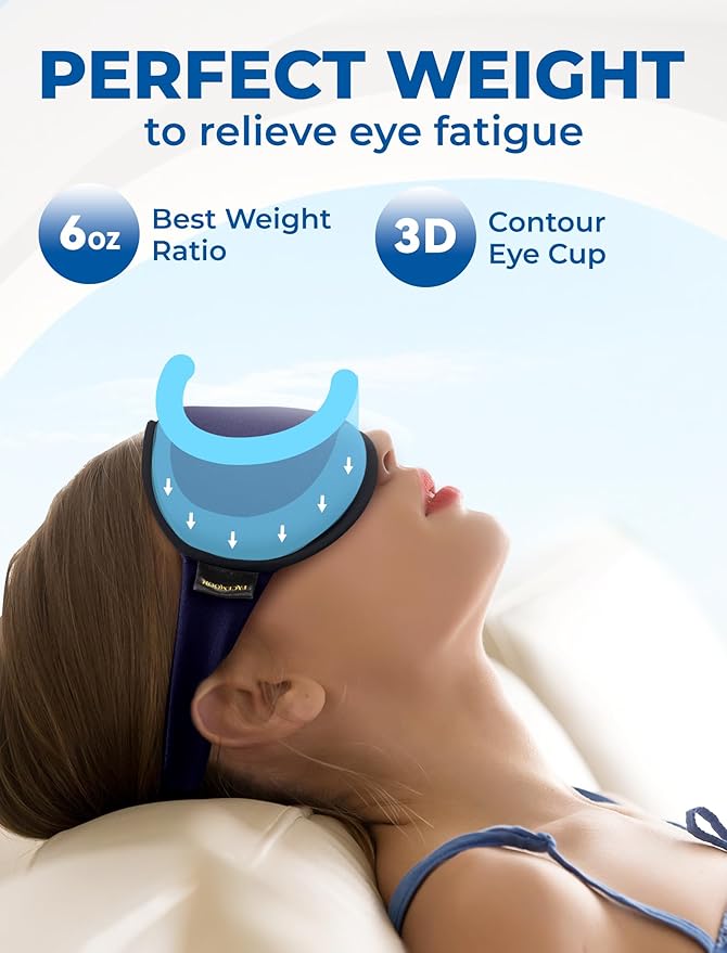 3D Gel Cooling Sleep Mask Blackout-Cold Eye Mask for Eye Compress, Cooling Weighted Eye Mask for Sleeping, Zero Eye Pressure, Ice Cold Pack, Cold for Migraine, Puffy Eyes, Dry Eyes-Blue
