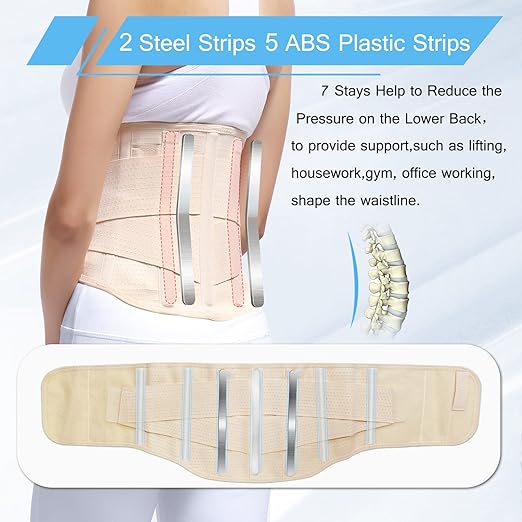 Back Brace for Men Women Lower back - Immediate Relief from Back Pain, Herniated Disc, Sciatica, Scoliosis and more! - Breathable Mesh Design with 7 Stays, - Back Support Belt for Men/Women for work , Anti-skid lumbar support belt (Large)