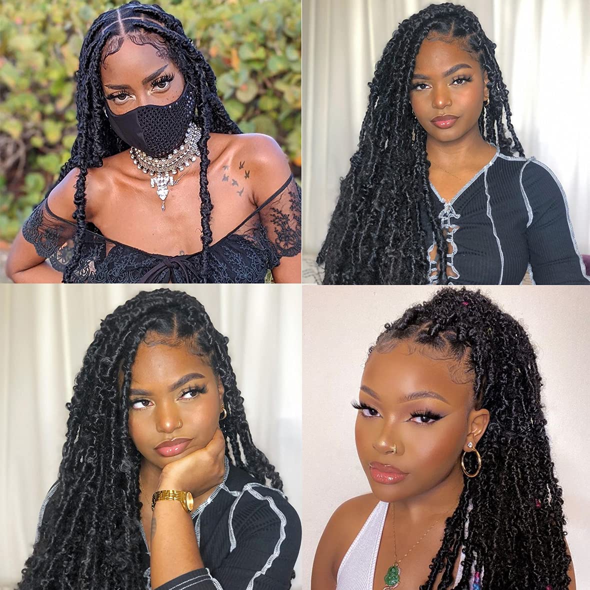 ZRQ 30 Inch Light Weight Butterfly Locs Crochet Hair 6 Packs Long Distressed Butterfly Faux Locs Crochet Hair（30 inch,1B)