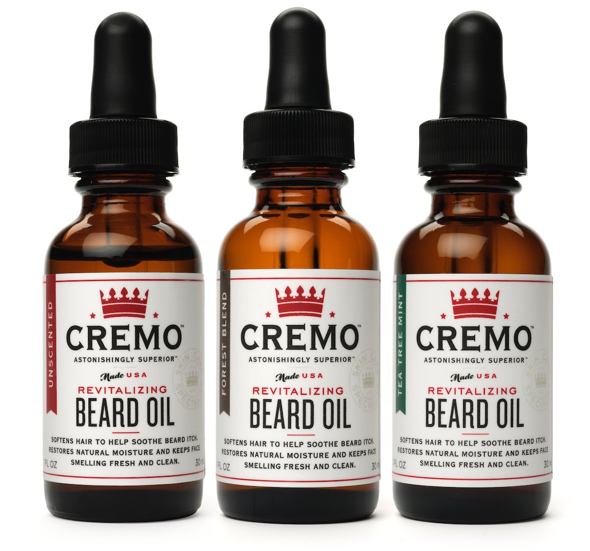 Cremo Beard Oil, Revitalizing Wild Mint, 1 fl oz - Restore Natural Moisture and Soften Your Beard To Help Relieve Beard Itch