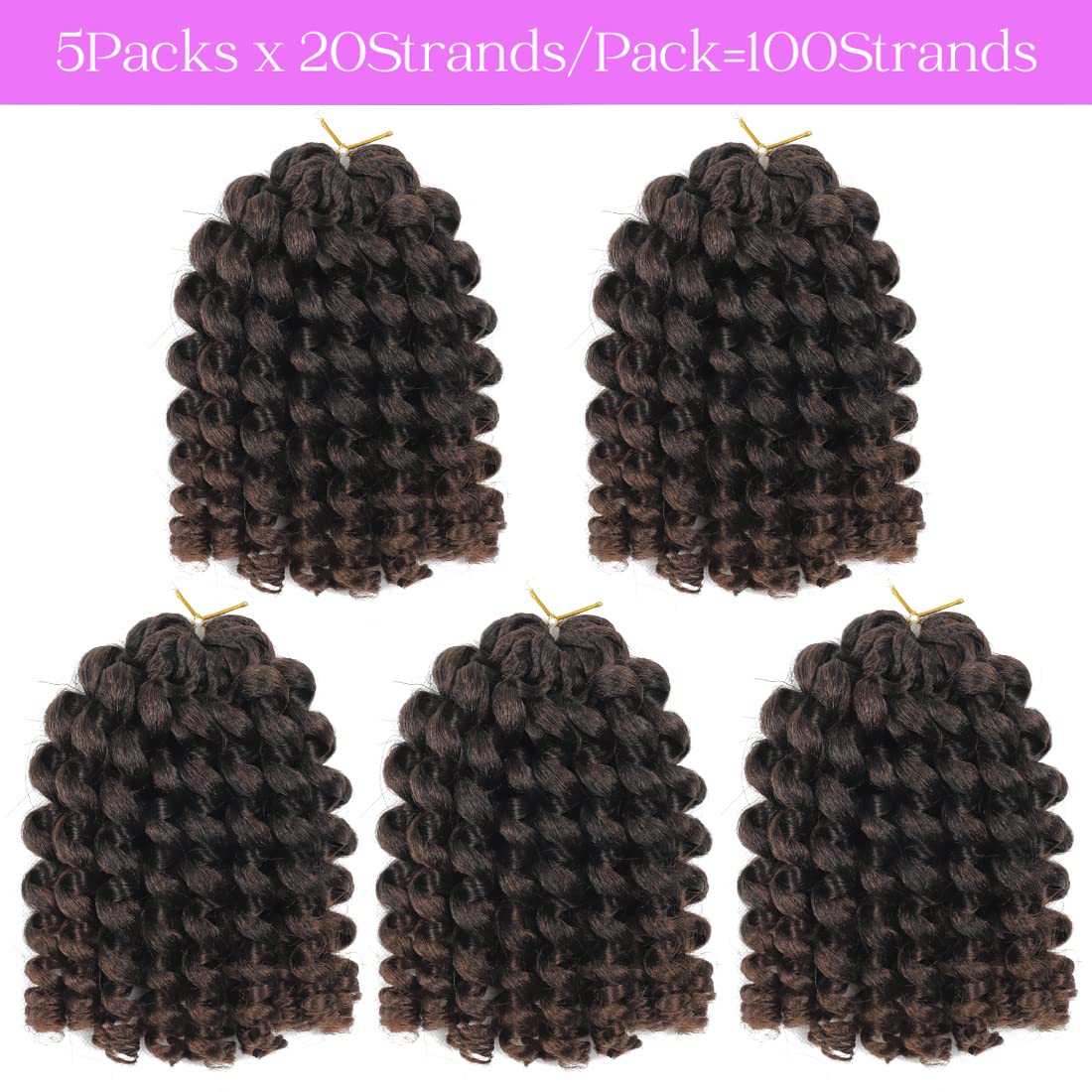 Crochet Braids Hair 8 Inch 5 Pack Jamaican Bounce Wand Curl Crochet Hair Synthetic Braiding Hair Extension Twist Crochet Hair (8 Inch (Pack of 5), T30)