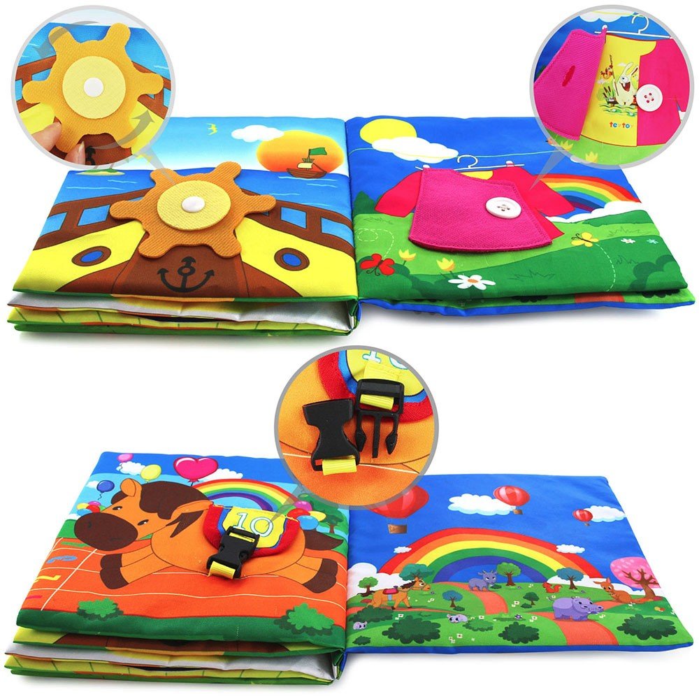Infant Soft Book, Baby Books 6 to 12 Months, Cute Montessori Educational Newborn Baby Toys 0-3 Months, Nontoxic Fabric Touch & Feel Crinkle Cloth Books for Babies, Infants, Toddlers Visual Stimulating