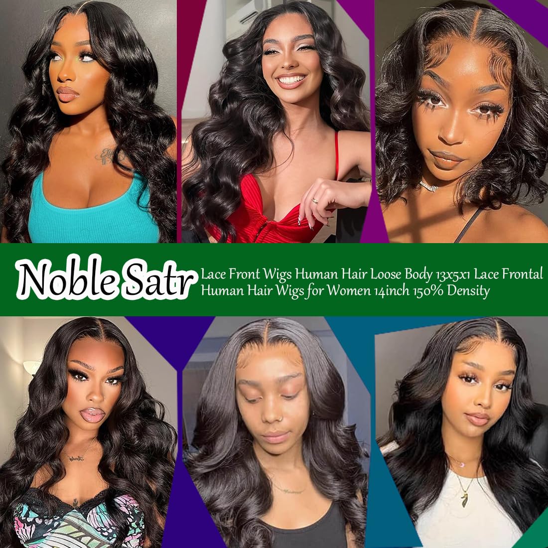 N BLE STAR Lace Front Wigs Human Hair Loose Body 13x5x1 Lace Frontal Human Hair Wigs for Women 18inch 150% Density Glueless Brazilian Body Wave Real Human Hair Wig with Baby Hair Pre Plucked