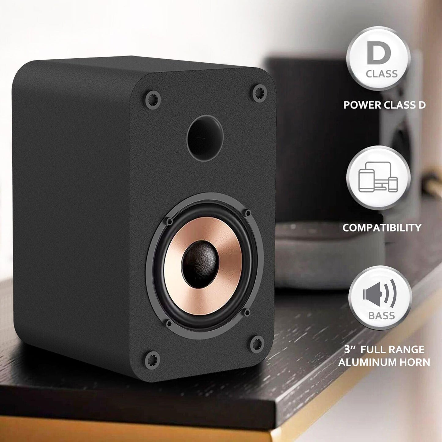 LONPOO Plug-N-Play Gaming Computer Speakers for Desktop and PC, 30W RMS Active Bookshelf Speaker with 3-Inch Full Range Speaker,Support Bluetooth 5.3, USB Playback,Aux-in and 3.5mm Earphone Port
