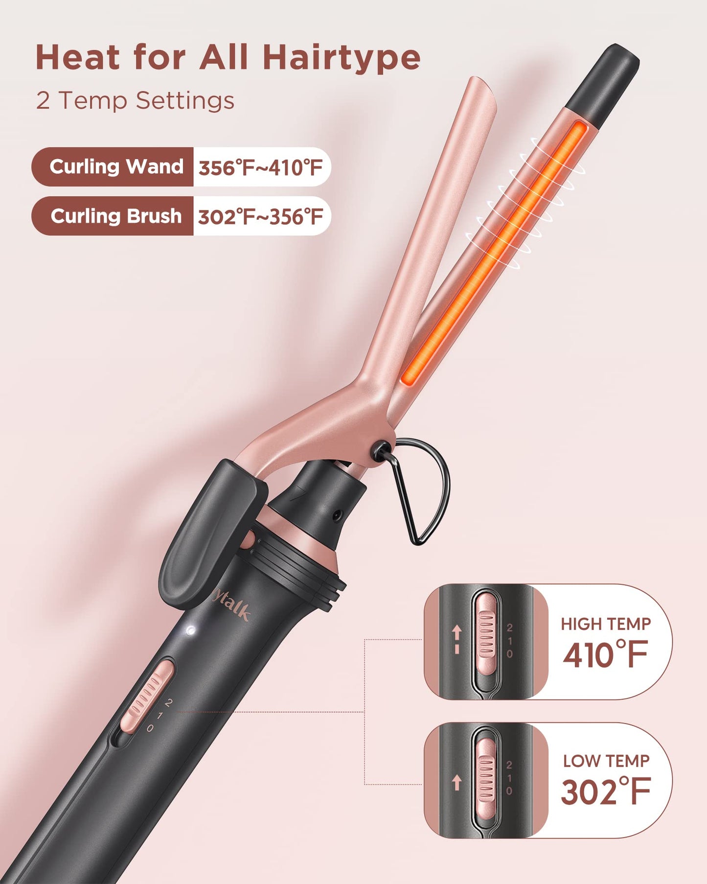 Wavytalk 5 in 1 Curling Iron Set + 1 Inch Negative Ion Flat Iron Hair Straightener (Purple)