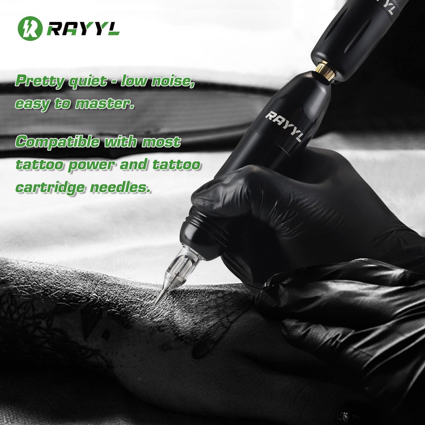 Rayyl Machine Pen Kit - PRO Machine Pen Tattoo Power Supply Practice Skin Transfer Paper for Beginners & Experienced Artists