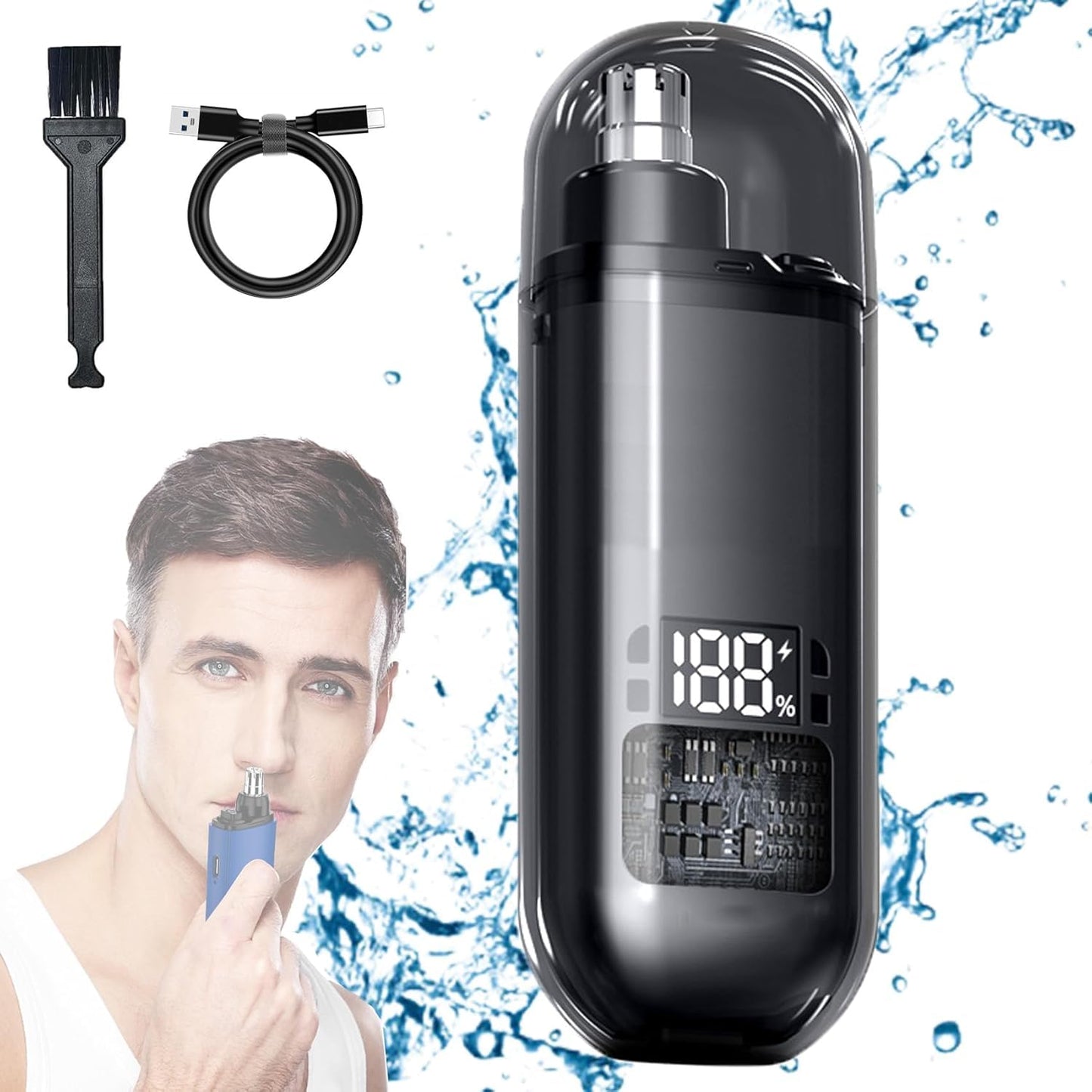 Generic Pikapipy Nose Hair Trimmer, Pikapipy Nose Hair Remover, 2024 New Pikapipy Nose Trimmer, Ipx7 Waterproof Electric Portable Nose Hair Trimmer, Rechargeable with Dust Protection Cap (Black)