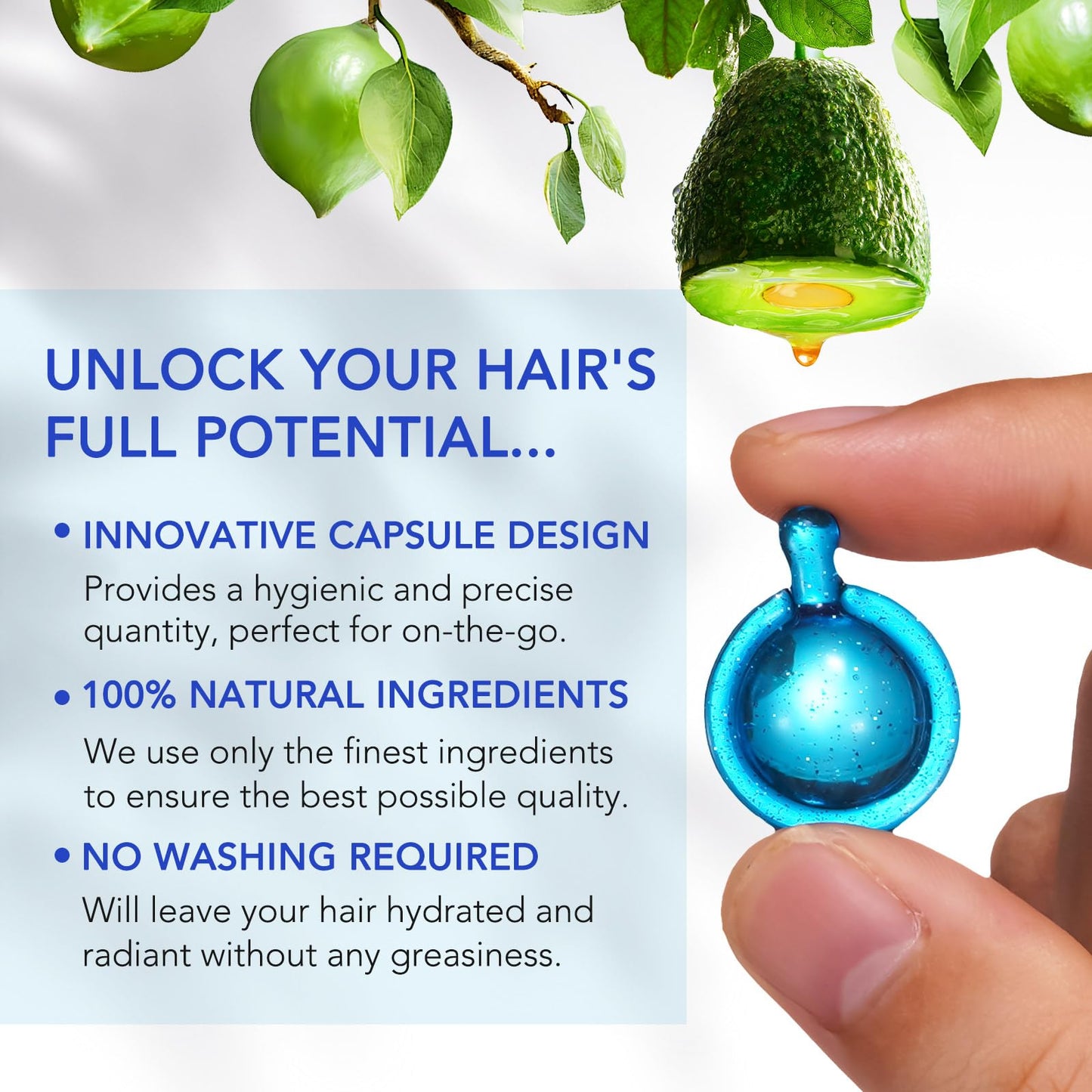 Hair Vitamin Serum Capsule for Frizzy & Dry Hair,Hair Treatment Oil No Rinse with Vitamins A C E Pro B5,Moroccan Macadamia Avocado oil,Repair Damaged Hair,Hair Moisturizing,Smooth & Shiny,3.35 OZ