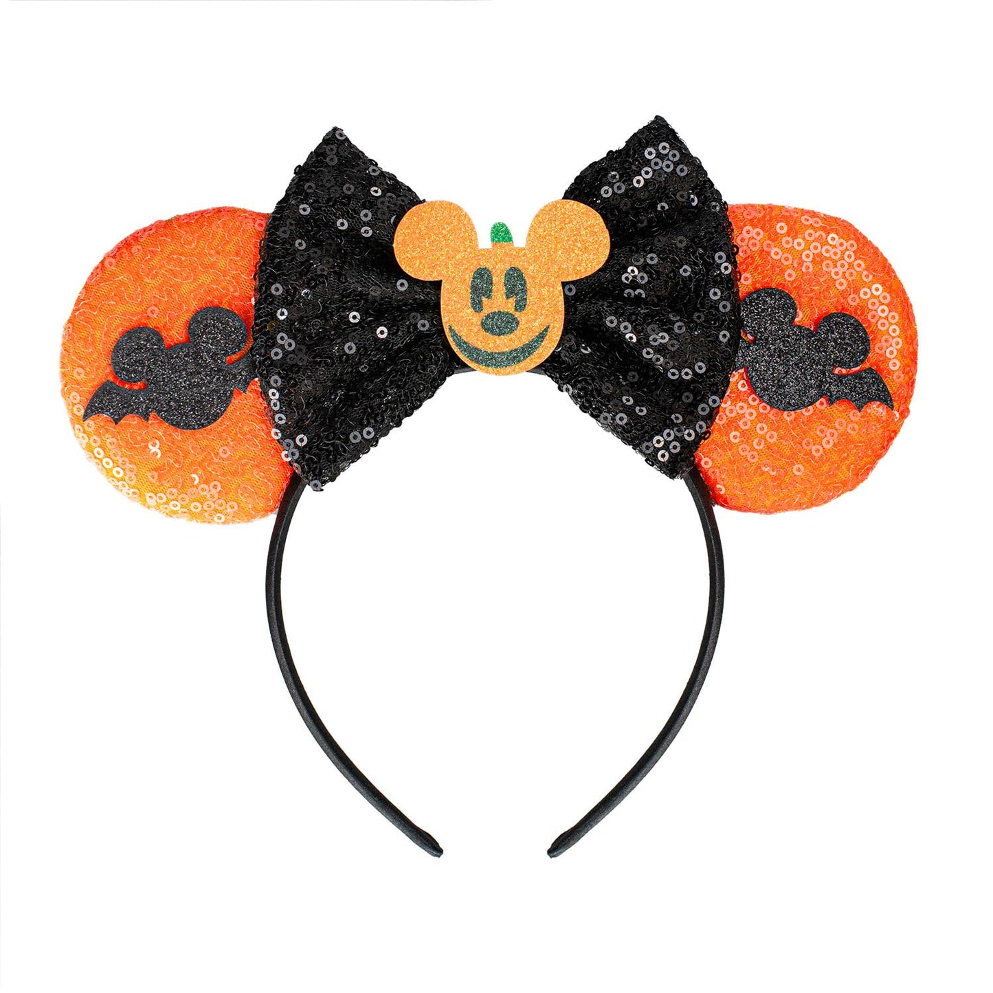 JIAHANG Halloween Mouse Ears Hair Bow Headband, Black Orange Masquerade Party Decoration Costume Headwear Hair Accessories for Women Girls