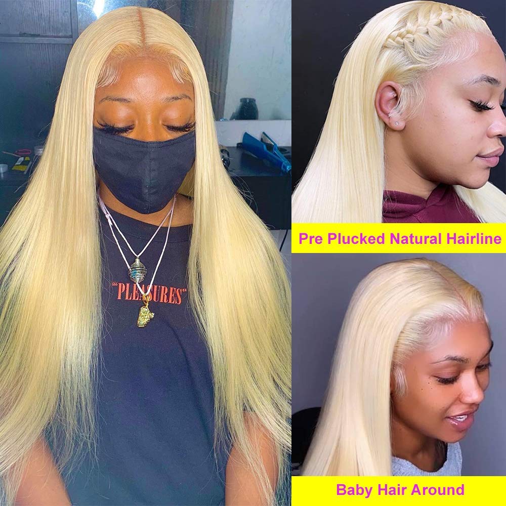 LUMIERE 613 Glueless Wigs Human Hair 13x4 HD Straight Blonde Wig for Black Women 180% Density 613 Frontal Wig with Baby Hair Pre Plucked 22 Inch 613 Wig