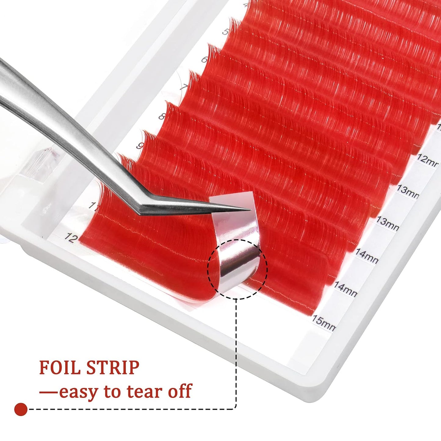 QUEWEL Easy Fan Volume Lashes .07 D Curl Red Extensions 9-16mm Mixed Tray Color Self Fanning 2D-10D Eyelash Extensions (Red 0.07 D 9-16mm)