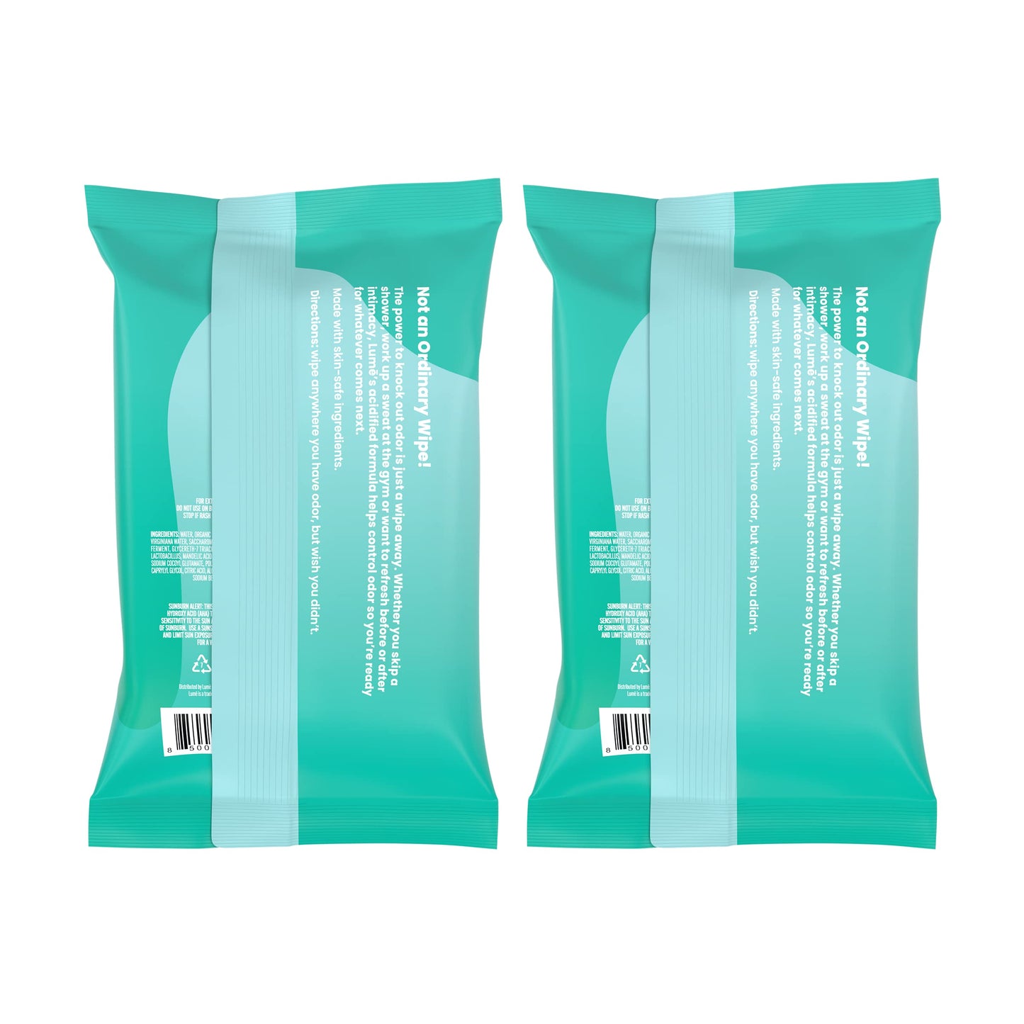 Lume Acidified Deodorant Wipes - 24 Hour Odor Control - Aluminum Free, Baking Soda Free, Skin Loving - 45 Count (Pack of 2) (Cool Cucumber)