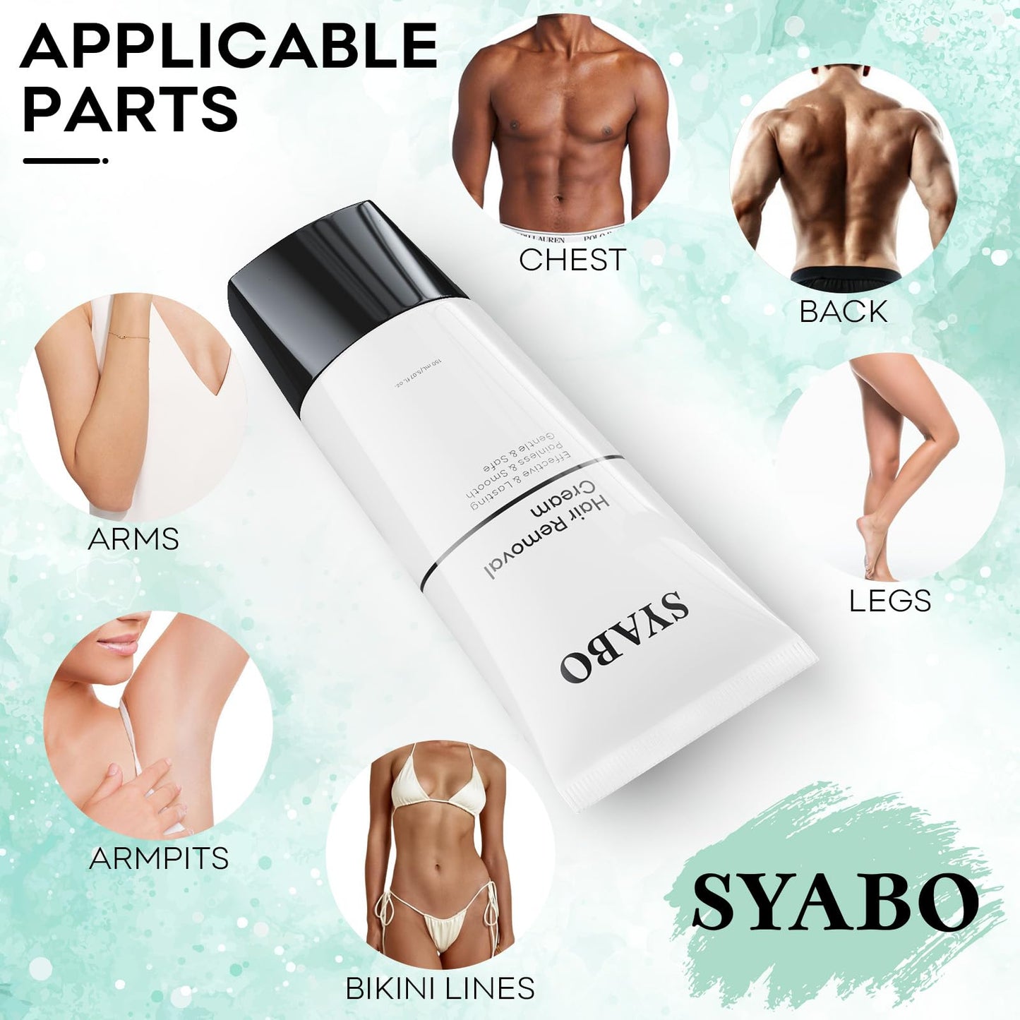 Hair Removal Cream, Painless Bikini, Legs, Arms and Underarms Hair Removal Lotion, Sensitive Body Hair Removal Cream, Soothing & Skin Friendly for Women Men All Skin Types, 5.07 FL * 2 Packs