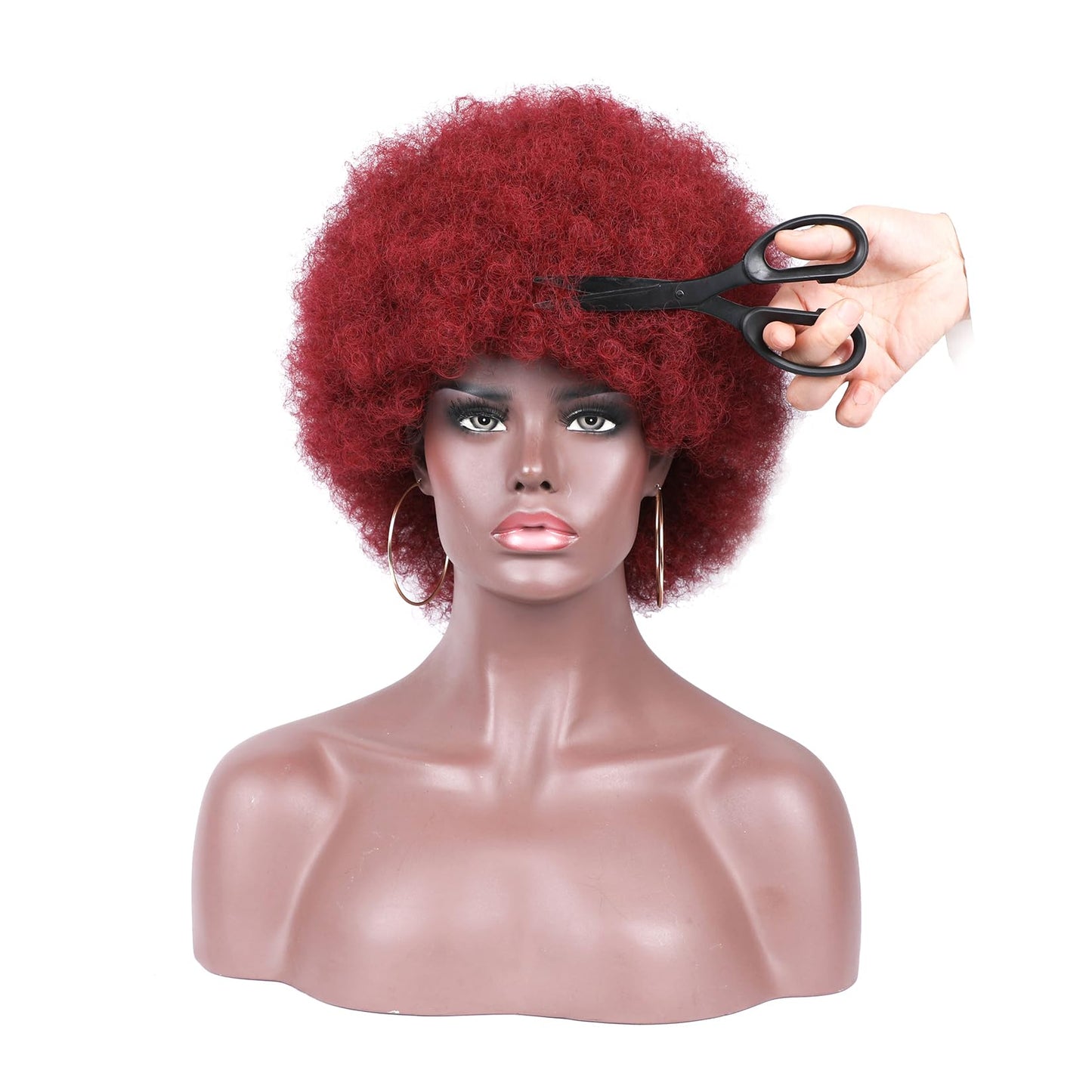 Kavsni Wig 70's Curly Wigs for Black Women Large Bouncy Fluffy and Soft Natural Looking Afro Kinky Wig 8 Inches (Red)