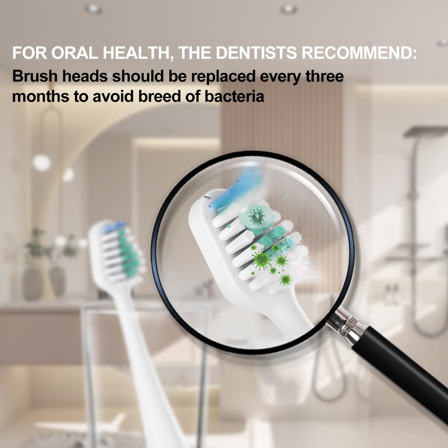 Harobey Replacement Toothbrush Heads for Waterpik Complete Care 5.0/9.0, and Compatible with AquaSonic Duo and Home Dental Center Electric Toothbruh, 5 Count(Pack of 1), White