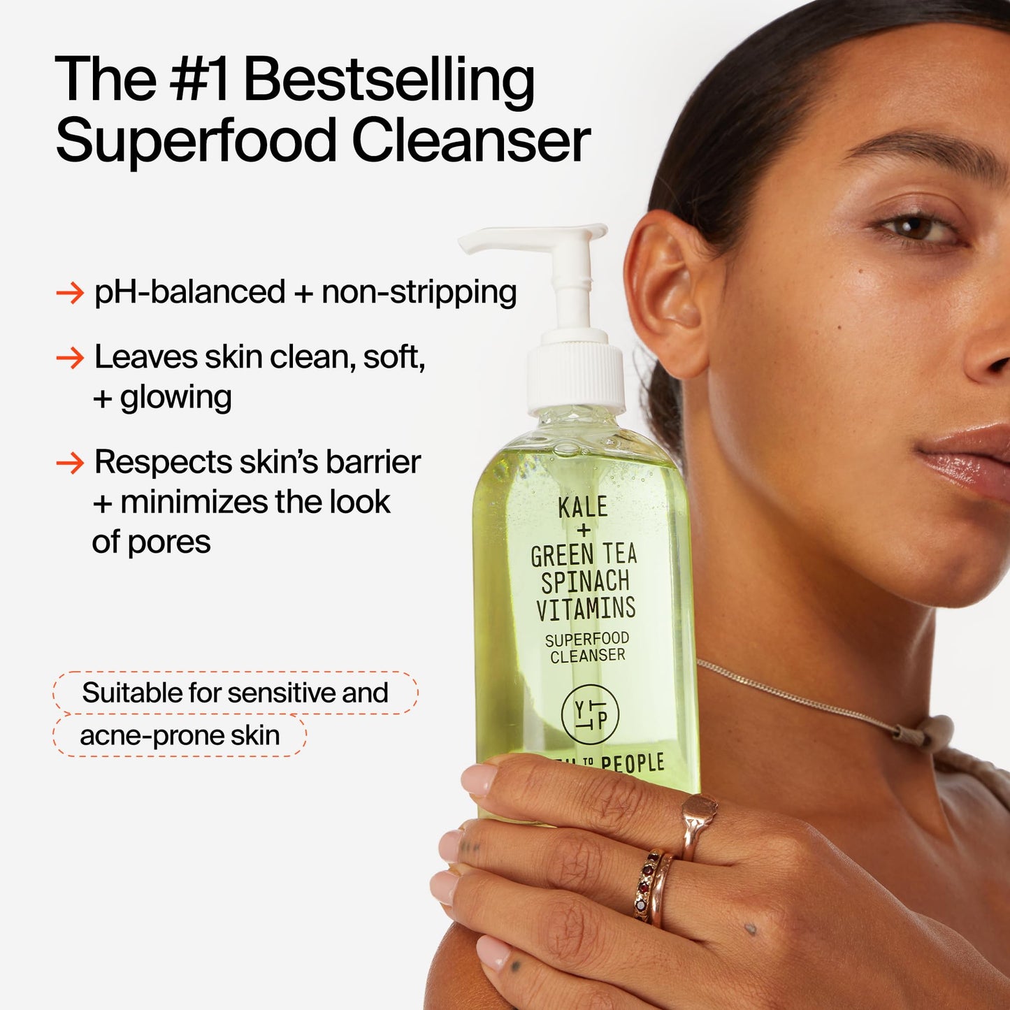 Youth To The People Facial Cleanser - Kale and Green Tea Cleanser - Gentle Face Wash, Makeup Remover + Pore Minimizer for All Skin Types - Vegan (8oz)