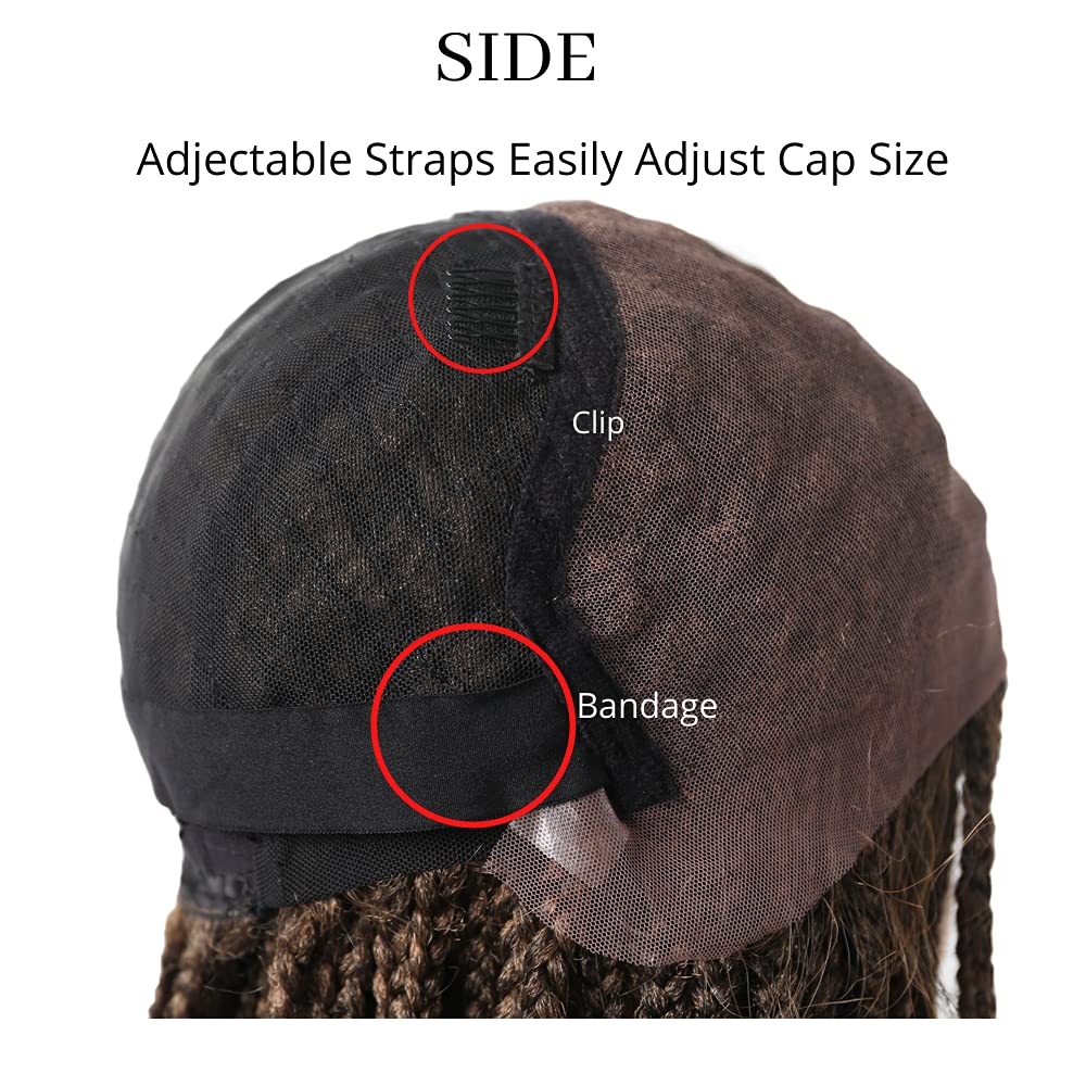 LYRICAL HAIR Cornrow Box Braided Wig for Black Women Lightweight Swiss Lace Front Baby Hair Natural Looking Micro Twist Premium Quality Kanekalon Synthetic Fiber African American Pre-Plucked Full Cap
