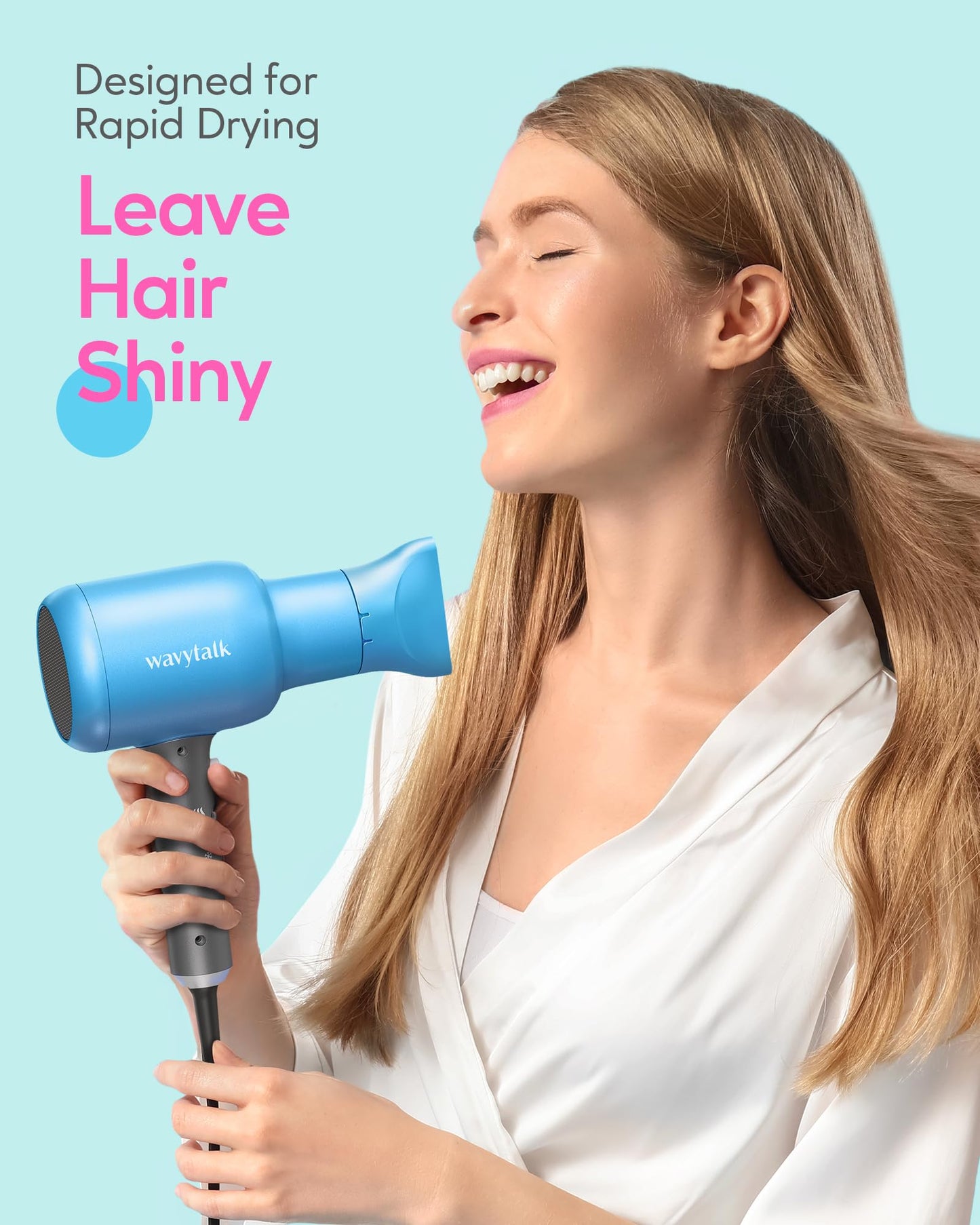 Wavytalk Professional Hair Dryer Blow Dryer with Diffuser and Concentrator for Curly Hair 1875W Ionic Salon Hair Dryer and 1.7 Inch Wide Titanium Flat Iron