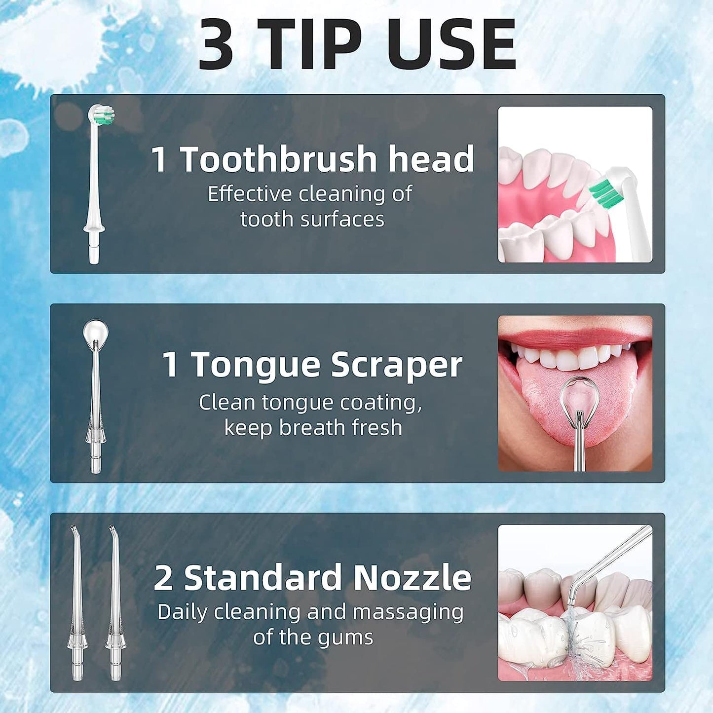 Water Flosser for Teeth Cleaning 4 Modes Rechargeable Oral Irrigator 4 Tips Powerful Battery Life Water Dental Picks IPX7 Waterproof 310ML Water Tank (White)