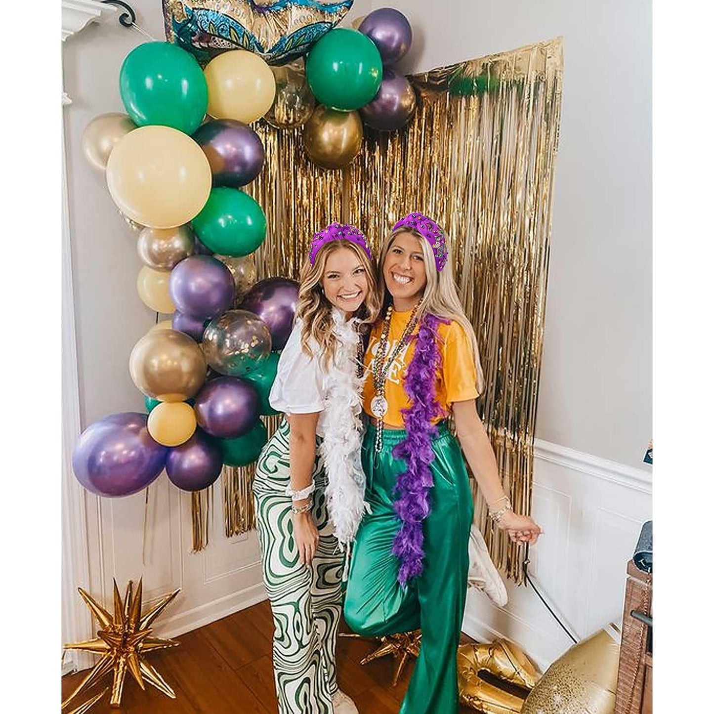 Mardi Gras Headband Accessories for Women Beaded NOLA Fleur De Lis Crown Mask Headband Jeweled Crystal Knotted Headband Fat Tuesday Carnival Parade Mardi Gras Hair Accessories Outfits (Mardi Gras 3)