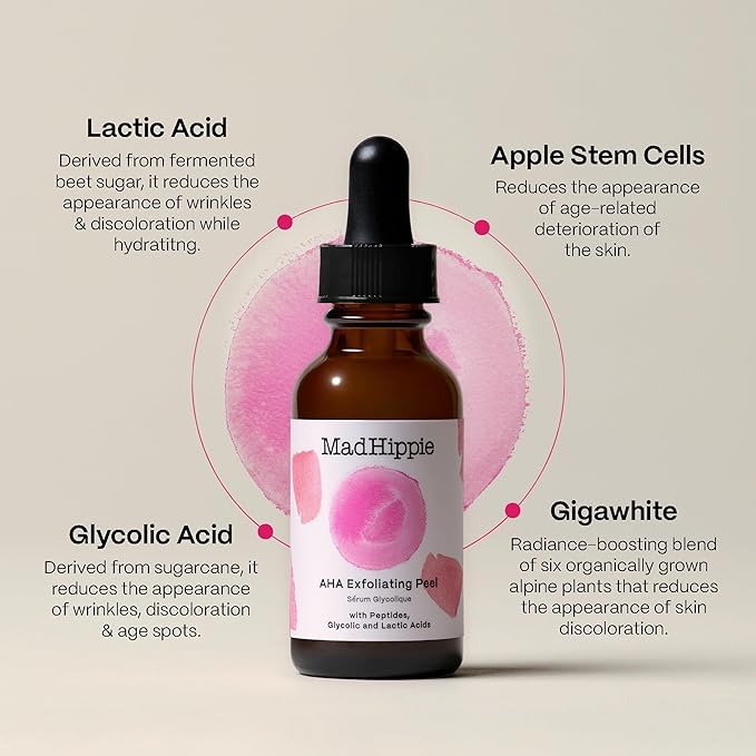 Mad Hippie Skin Brightening Kit – Vitamin C Serum, AHA Exfoliating Peel + Triple C Night Cream, Travel Essentials