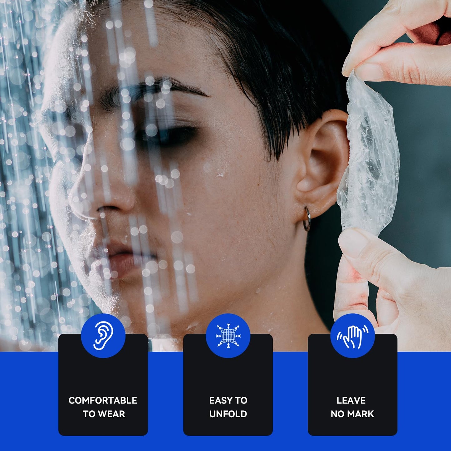 Disposable Ear Covers for Shower - Waterproof Plastic Ear Covers Ear Shower Caps, Bath Ear Covers Protectors for Hair Dye Cap Hair Dryer (500 Pcs)