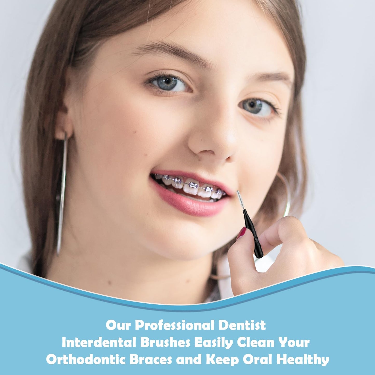 MAPVOLUT 120 Pieces Braces Flossers for Cleaner Interdental Brushes Between Teeth, Toothpick Dental Tooth Flossing with Soft Bristles 360° Bendable Oral Dental Hygiene Flosser Cleaning Tool