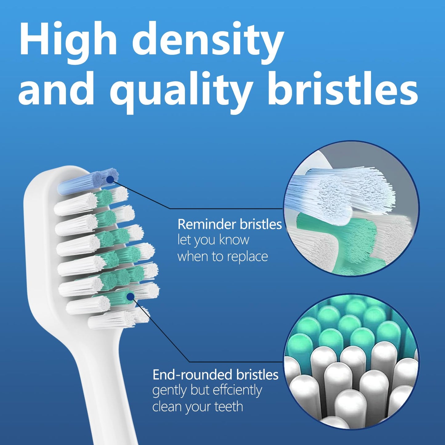 Harobey Replacement Toothbrush Heads for Waterpik Complete Care 5.0/9.0, and Compatible with AquaSonic Duo and Home Dental Center Electric Toothbruh, 5 Count(Pack of 1), White
