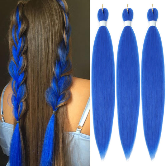 Dark Blue Pre stretched Braiding Hair, 26 Inches Box Braids Hair Extensions, 3 Packs Yaki Texture Braiding Hair Pre stretched