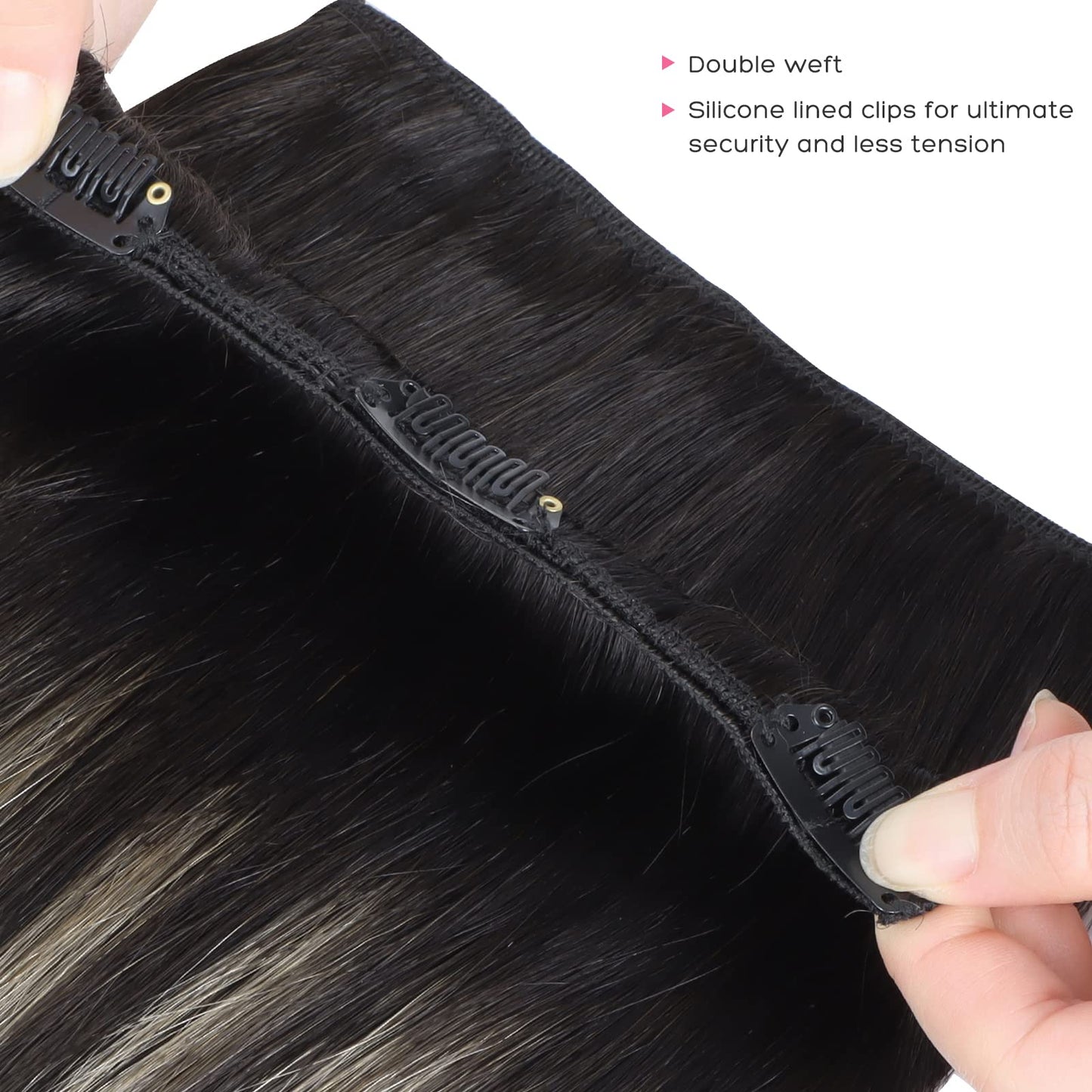 Marat Hair Extensions Clip in Human Hair, Natural Black to Light Blonde Clip in Hair Extensions 14 inch 120g Straight Clip in Hair Extensions Human Hair