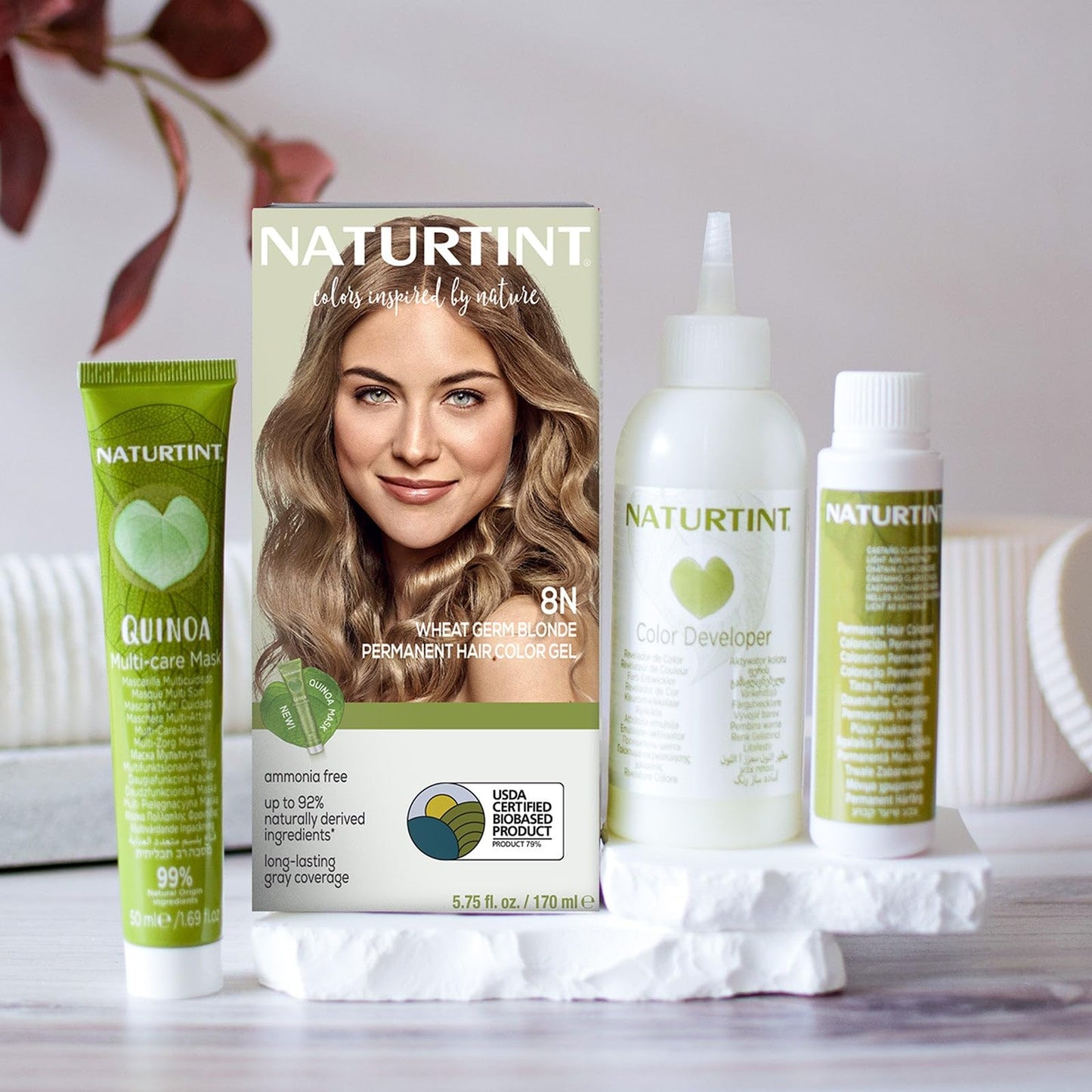 Naturtint 8N Wheat Germ Blonde Permanent Hair Color (Pack of 6), Ammonia Free, Vegan, Cruelty Free, up to 100% Gray Coverage, Long Lasting Results (Packaging may vary)