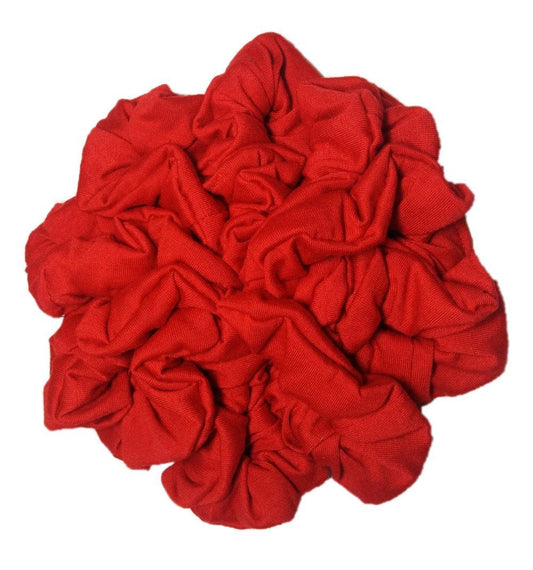 Cotton Scrunchie Set, Set of 10 Soft Cotton Scrunchies, Solid Color Packs (Red)