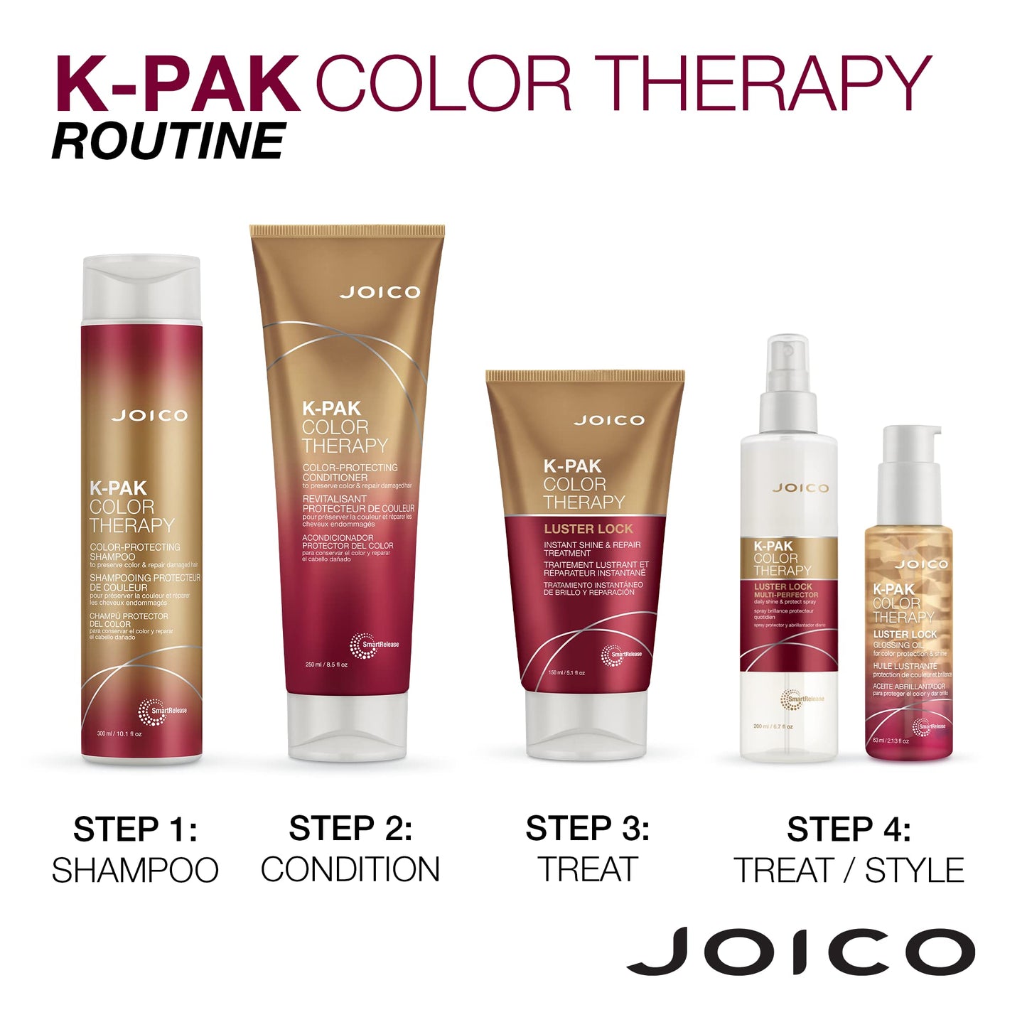 Joico K-PAK Color Therapy Luster Lock Instant Shine & Repair Treatment | For Color-Treated Hair | Boost Color Vibrancy | Repair Breakage | With Keratin & Argan Oil | 5.1 Fl Oz