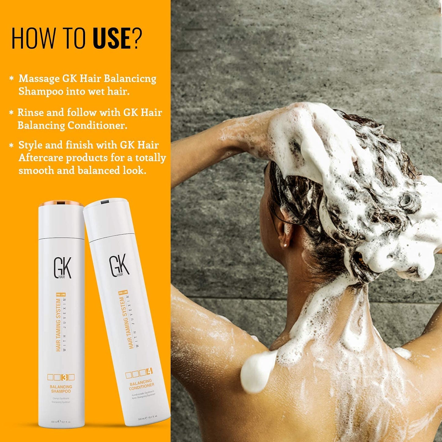 GK Hair Global Keratin Balancing Shampoo and Conditioner Set 300ml - ThermalStyleHer - 100ml/3.4oz