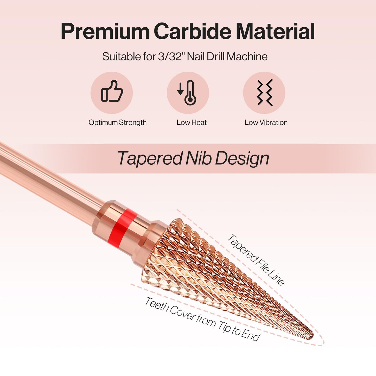 MelodySusie Professional Rechargeable 30000 RPM Nail Drill with Professional Tapered Nib Nail Drill Bit