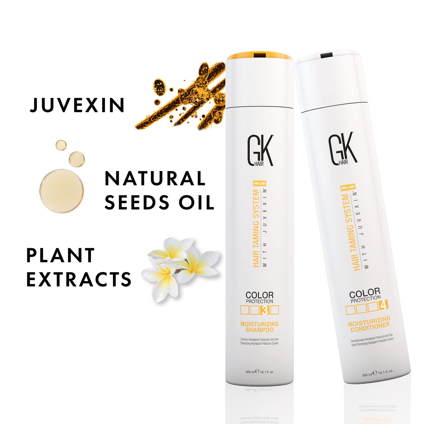 Global Keratin GK Hair Moisturizing Shampoo and Conditioner 300ml Set I Leave in Conditioner Cream 130ml For Detangling Smoothing Strengthening