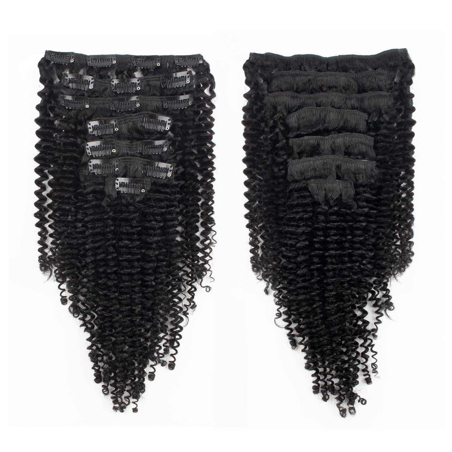 Lovrio Kinky Curly Clip in Hair Extensions, Afro 3C 4A Kinkys Curly Hair Clip ins for Women, Thick Soft 9A Brazilian Remy Human Hair Double Lace Wefts, 7Pcs 120g with 14 Inch